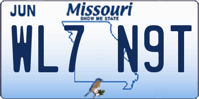 MO license plate WL7N9T