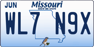 MO license plate WL7N9X