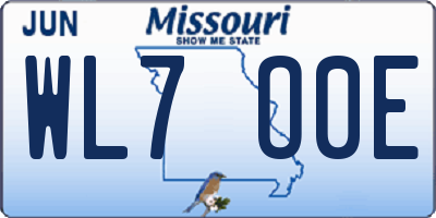 MO license plate WL7O0E