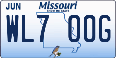 MO license plate WL7O0G