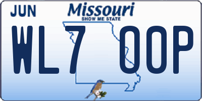 MO license plate WL7O0P