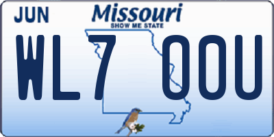MO license plate WL7O0U