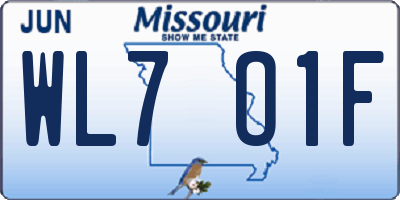 MO license plate WL7O1F