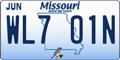 MO license plate WL7O1N