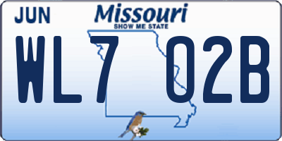 MO license plate WL7O2B
