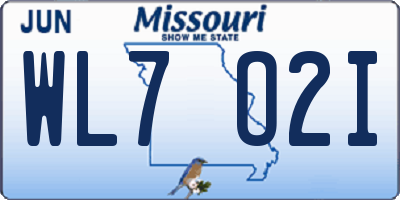 MO license plate WL7O2I
