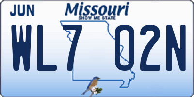 MO license plate WL7O2N