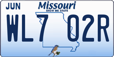 MO license plate WL7O2R