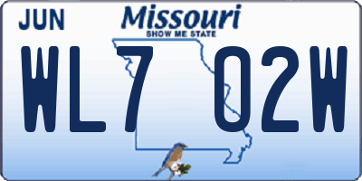 MO license plate WL7O2W