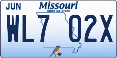 MO license plate WL7O2X