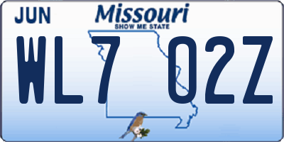 MO license plate WL7O2Z