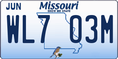 MO license plate WL7O3M