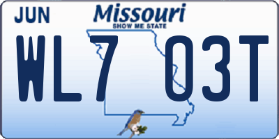 MO license plate WL7O3T