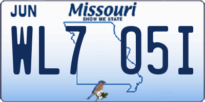 MO license plate WL7O5I