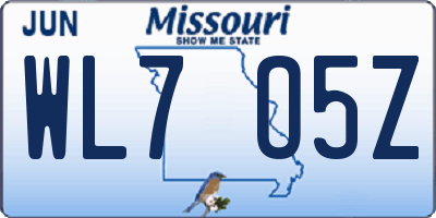 MO license plate WL7O5Z