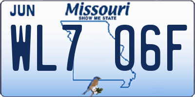 MO license plate WL7O6F