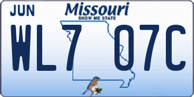 MO license plate WL7O7C
