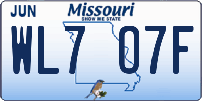 MO license plate WL7O7F