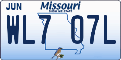 MO license plate WL7O7L