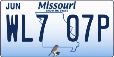 MO license plate WL7O7P