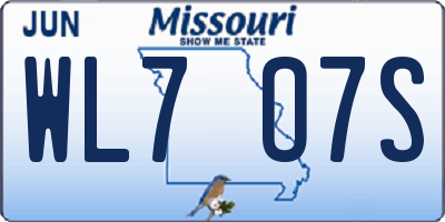 MO license plate WL7O7S