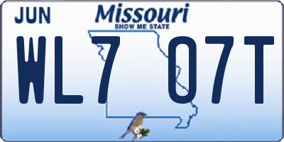MO license plate WL7O7T