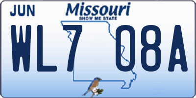 MO license plate WL7O8A