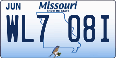 MO license plate WL7O8I