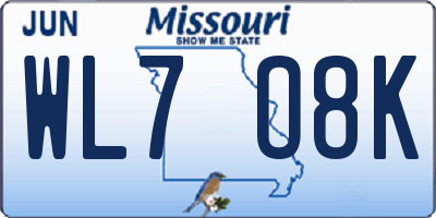 MO license plate WL7O8K