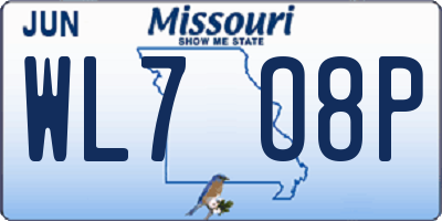MO license plate WL7O8P