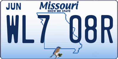 MO license plate WL7O8R