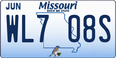 MO license plate WL7O8S