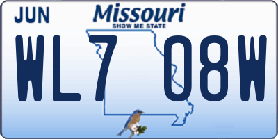 MO license plate WL7O8W