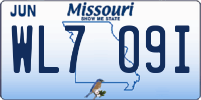 MO license plate WL7O9I