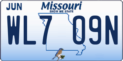 MO license plate WL7O9N