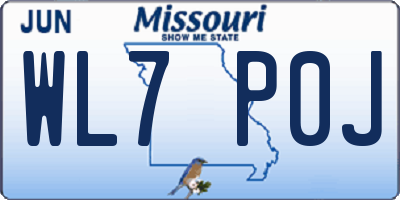 MO license plate WL7P0J