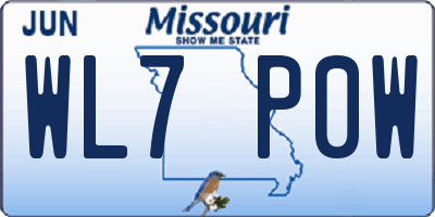 MO license plate WL7P0W