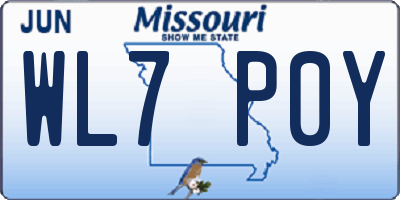 MO license plate WL7P0Y