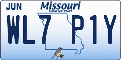 MO license plate WL7P1Y