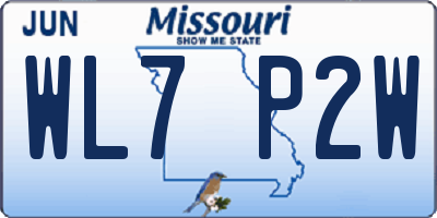 MO license plate WL7P2W