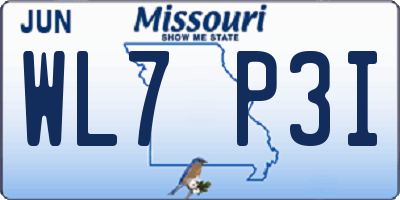 MO license plate WL7P3I