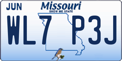 MO license plate WL7P3J