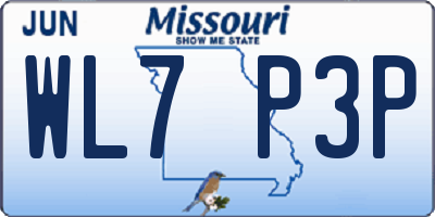 MO license plate WL7P3P