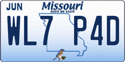 MO license plate WL7P4D