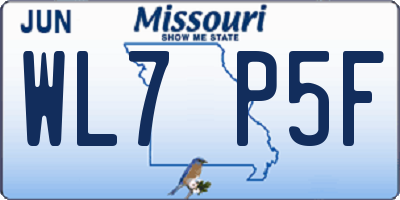 MO license plate WL7P5F