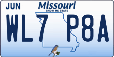 MO license plate WL7P8A