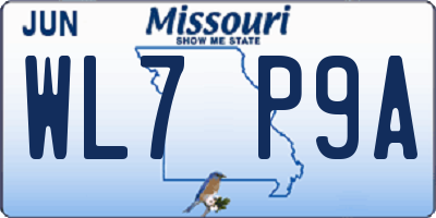 MO license plate WL7P9A