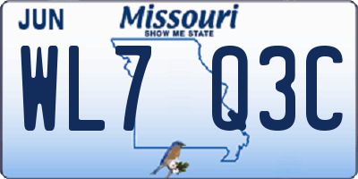 MO license plate WL7Q3C