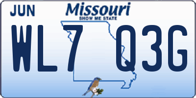 MO license plate WL7Q3G