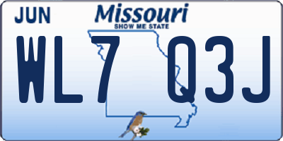 MO license plate WL7Q3J